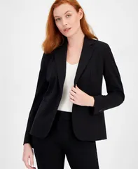 アンクライン レディース アウター ジャケット・ブルゾン プチ Anne Klein Petite Sabre Stretch OneButton Jacket Anne Black ブラック