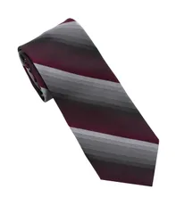 ダナ キャラン ニューヨーク メンズ アクセサリー ネクタイ DKNY Men slim Contemporary Stripe Neck Tie Burgundy Gray グレーのサムネイル