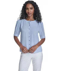 カルバンクライン レディース トップス シャツ 半袖 Calvin Klein WomenshortSleeve Button Frontop Zenのサムネイル