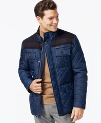 コールハーン メンズ アウター ジャケット・ブルゾン キルティング ジャケット Cole Haan Mixed Media Quilted Jacket Navy ネイビーのサムネイル