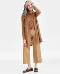 チャータークラブ レディース アウター ニット・セーター カーディガン Charter Club Womens 100 Cashmere SplitHem Long Cardigan Warm Praline Heather ヘザー