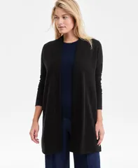 チャータークラブ レディース アウター ニット・セーター カーディガン Charter Club Womens 100 Cashmere SplitHem Long Cardigan Classic Black ブラック