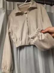 (完全新品) アイボリー クロップド ジップアップ ジャケット