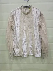 MOCOLOCO ツアーベルベット レイ ブラウス アイボリー B30176