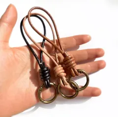 革調ハンドメイド キーリング ストラップ（13cm）キーホルダー （スマホホルダーなし） 006