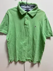 トミーヒルフィガー メンズ ライトグリーン ポロシャツ M