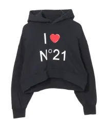 N21 No 21 ブラック ハート ロゴ フーディー Tシャツ