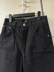 新品) 起毛 セミーワイド ブラック デニム パンツ