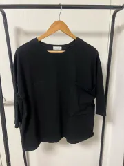 G O 黒 カラー ポケット 長袖 Tシャツ 943