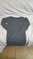 ブランディー メルビル ストライプ 長袖 コットン Tシャツ ワンピース ネイビー アイボリー