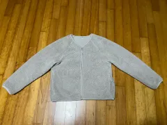 ノーカラー ユニクロ ベージュ シープスキン ボア フリース ブルゾン M 90