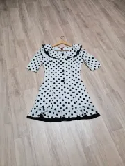 白黒ドット半袖ONE PIECE