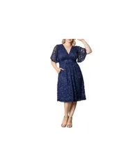 キヨナ レディース トップス ワンピース プラスサイズ スパンコール レース Kiyonna Plus Size Starry Sequined Lace Cocktail Dress Nocturnal navy ネイビー