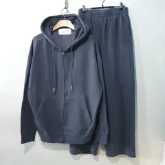 SS新作) イージー PIGMENT フードジップアップ ストレート パンツ セット 3color