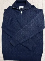 ハーフジップ ニット ネイビー