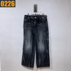 32 Glitch Mode アトリエナイン ウォッシュ ブラックデニム パンツ