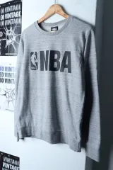 (L) NBA エンヴィ(ENVE) ビックロゴ スウェット Tシャツ グレー オールドスクール-1742B