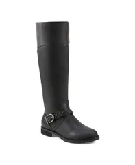アース レディース シューズ ブーツ・レインブーツ Earth Womens Mira Round Toe High Shaft Casual Regular Calf Boots Black Leaのサムネイル