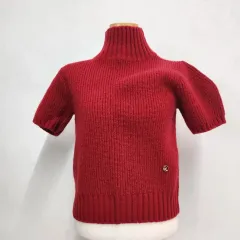 a t corner ウールブレンド 半袖タートルネックニット レッド