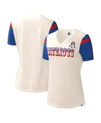 スターター レディース トップス Tシャツ Vネック シャツ Starter Womens White New England Patriots Kick Start VNeck Tshirt Whiのサムネイル