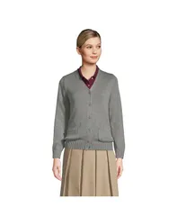 ランズエンド レディース アウター ニット・セーター コットン カーディガン Lands End Womens School Uniform Cotton Modal Button Front Cardigan Sweater Pewter heather ヘ