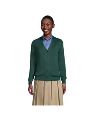 ランズエンド レディース アウター ニット・セーター コットン カーディガン Lands End Womens School Uniform Cotton Modal Button Front Cardigan Sweater Evergreen