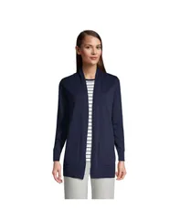 ランズエンド レディース アウター ニット・セーター コットン カーディガン Lands End Womens Cotton Open Long Sleeve Cardigan Sweater Radiant navy ネイビー