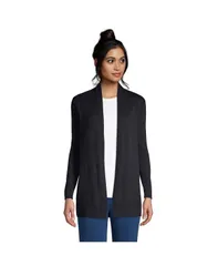 ランズエンド レディース アウター ニット・セーター コットン カーディガン Lands End Womens Cotton Open Long Sleeve Cardigan Sweater Black ブラック