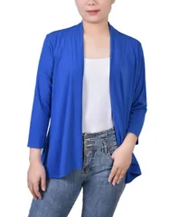 ニューヨークコレクション レディース アウター ニット・セーター カーディガン NY Collection Womens Solid 34 Sleeve Cardigan Nautical Blue ブルー