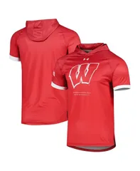 アンダーアーマー メンズ トップス Tシャツ パーカー Under Armour Mens Red Wisconsin Badgers OnCourt Raglan Hoodie Tshirt Red レッド