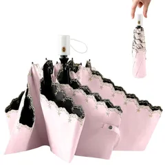 折りたたみ傘 丈夫 軽量 250g 日傘 uvカット 自動開閉 大きい 遮光遮熱 折り畳み傘 女性 晴雨兼用 レディース 紫外線カット 6本骨 耐風撥水 コンパクト 星柄刺繍 母の日プレゼント (ピンク)