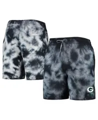 ニューエラ メンズ ボトムス ハーフパンツ・ショーツ ショートパンツ New Era Mens Black Green Bay Packers TieDye Shorts Black ブラックのサムネイル
