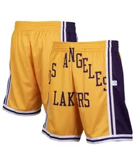 ミッチェルネス メンズ ボトムス ハーフパンツ・ショーツ ショートパンツ Mitchell Ness Mens GoldTone Los Angeles Lakers Hardwood Classicのサムネイル