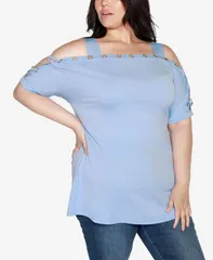ベルディーニ レディース トップス シャツ プラスサイズ Belldini Plus Size Cold Shoulder Top Bluebell