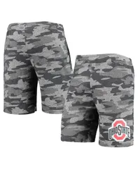 コンセプツ スポーツ メンズ ボトムス ハーフパンツ・ショーツ パイル ショートパンツ Concepts Sport Mens Charcoal and Gray Ohio State Buckeyes Camo Backup Terry Jam Lounge