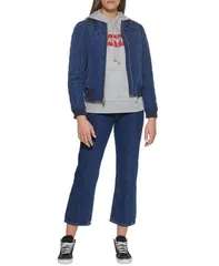 リーバイス レディース アウター ジャケット・ブルゾン キルティング ジャケット Levis Womens Diamond Quilted Casual Bomber Jacket Navy ネイビー