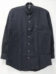 BURBERRY LONDON TH 長袖 ノーカラーシャツ XL相当 無地ブラック バーバリー 3-P135/1/NP