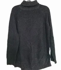 ブラック ラメ タートルネック ニット