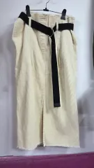 アイボリー コーデュロイ スカート + ベルト セット