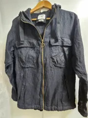 ZARA 黒色 WHO フード リネン ジャケット