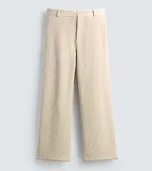 ZARA メンズ アイボリー コーデュロイ パンツ