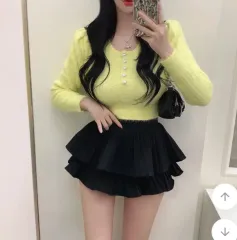 アンゴラ イエロー パール ボタン ニット free