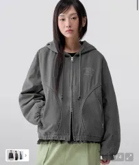 コードグラフィー ウォッシュ コットン フードジップアップ_チャコール
