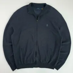 Polo ポロ ラルフローレン 新モデル 刺繍 ピマコットン ネイビー ニットジップアップ