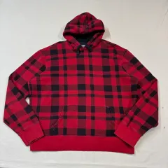 XL) ポロラルフローレン レッド ブラック CHECK フード Tシャツ