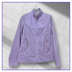 zishen ライトパープル レディース フリース ジップアップ ジャケット