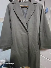 カーキ色 ロング トレンチ コート