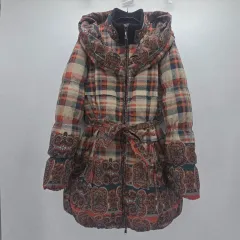 チェック パータン ベルト ユニーク ダウン コート