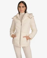 カルバンクライン レディース アウター ジャケット・ブルゾン ジャケット Calvin Klein Womens Short Zip Front Puffer Jacket Warm Cream クリのサムネイル