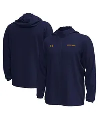 アンダーアーマー メンズ アウター ジャケット・ブルゾン パーカー ジャケット Under Armour Mens Navy Notre Dame Fighting Irish Rival Stretch Woven FullZip Hoodie Jacket